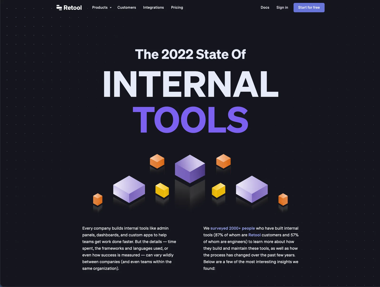 Original State of Internal Tools 2022 landing-page design.